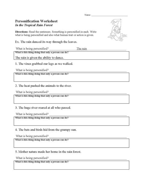 Free Printable Personification Worksheets